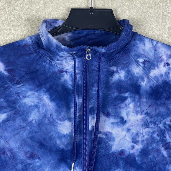 Juicy Couture Sport Womens Full Zip Athletic Jacket L Mock Neck Pockets Tie Dye - Picture 2 of 9